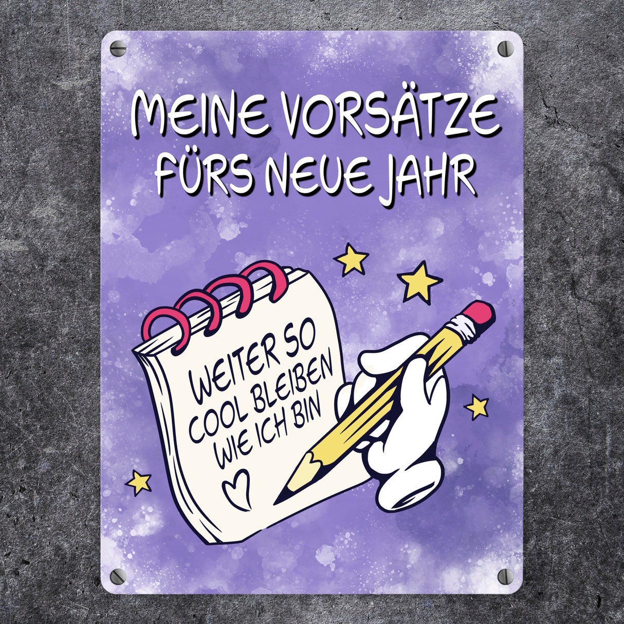 Vorsätze fürs neue Jahr Metallschild mit ironischem Spruch