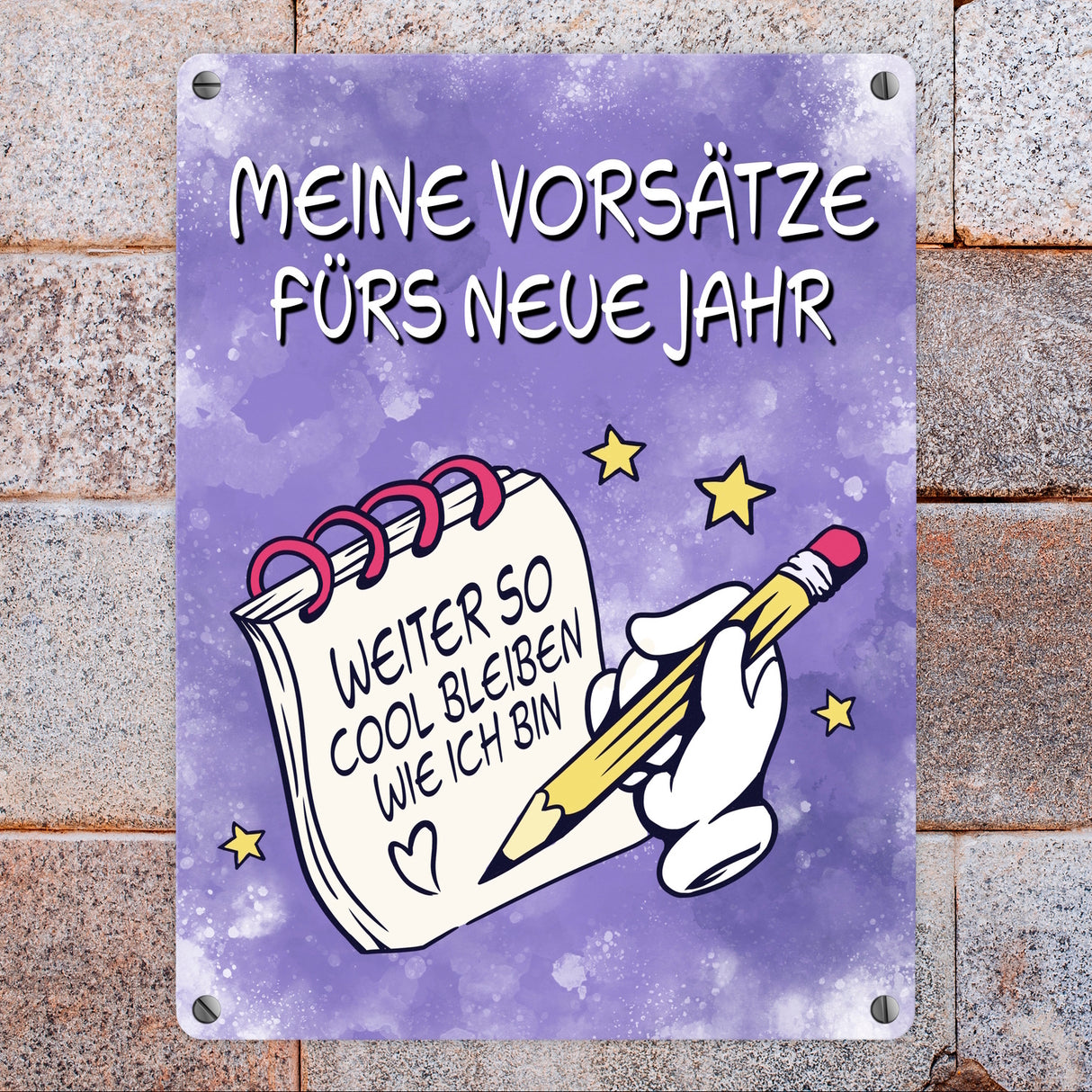 Vorsätze fürs neue Jahr Metallschild mit ironischem Spruch
