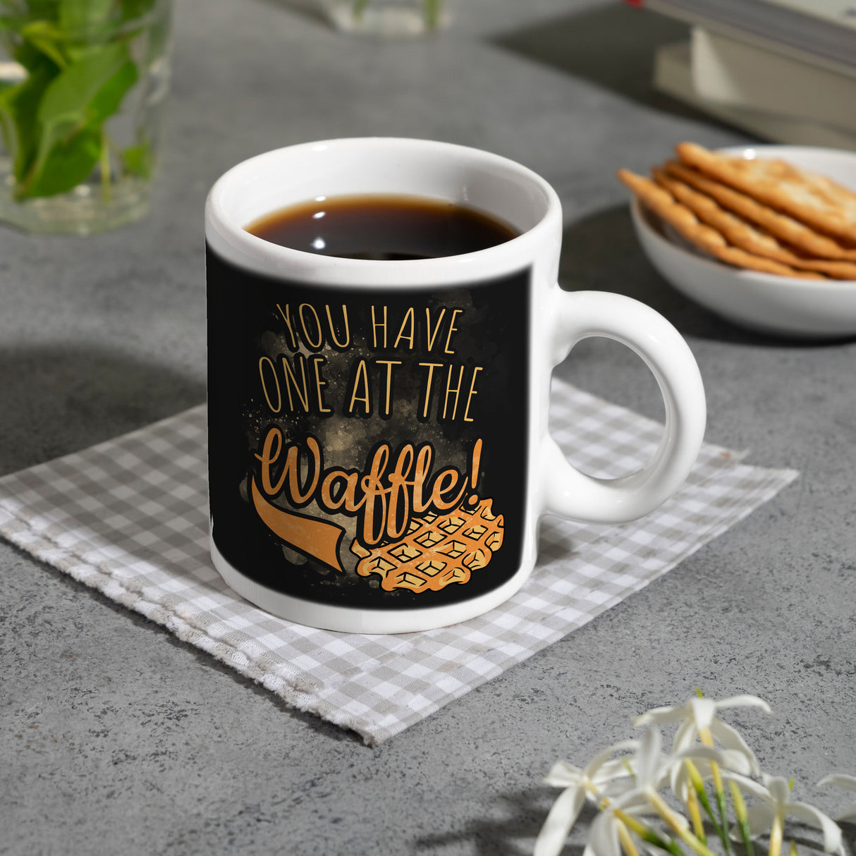 You have one at the waffle Kaffeebecher in Denglisch