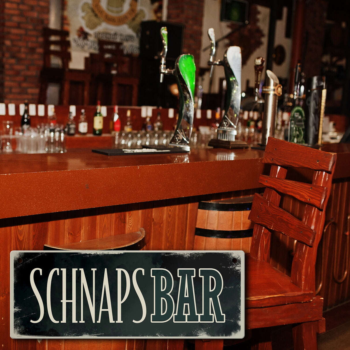 Schnapsbar Metallschild im Used-Look