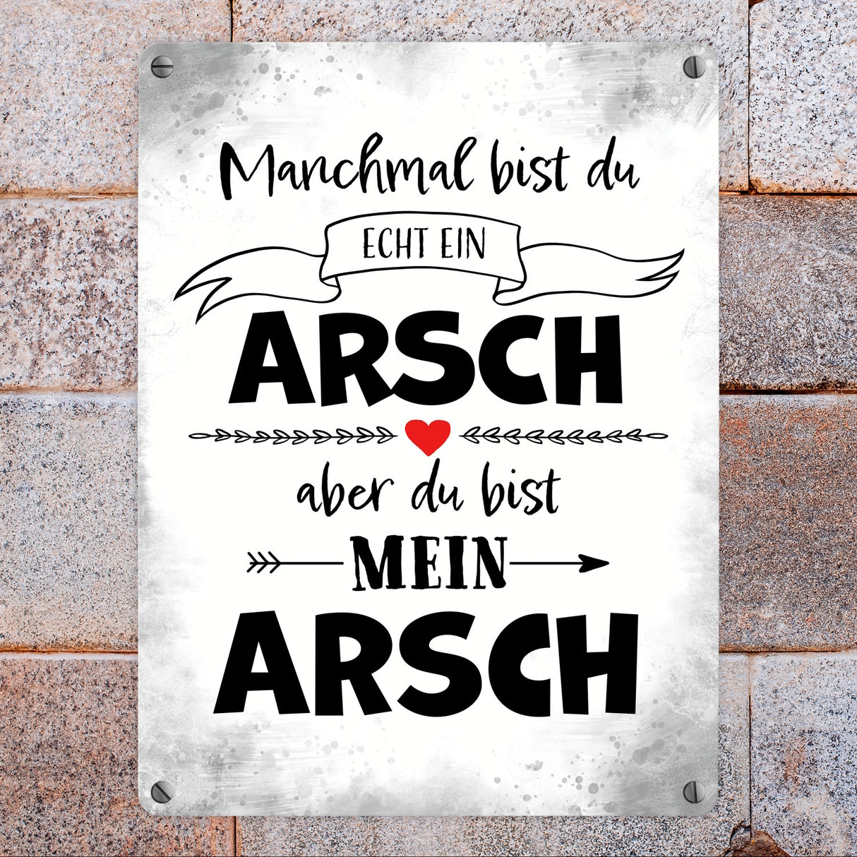 Manchmal bist du echt ein Arsch Metallschild zum Valentinstag