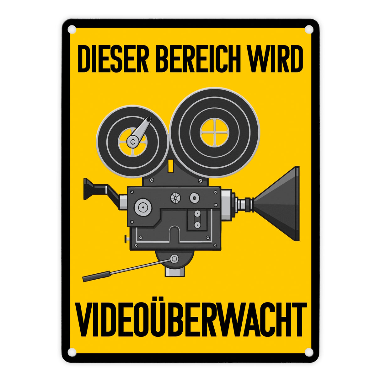 Dieser Bereich wird videoüberwacht Metallschild mit Filmkamera