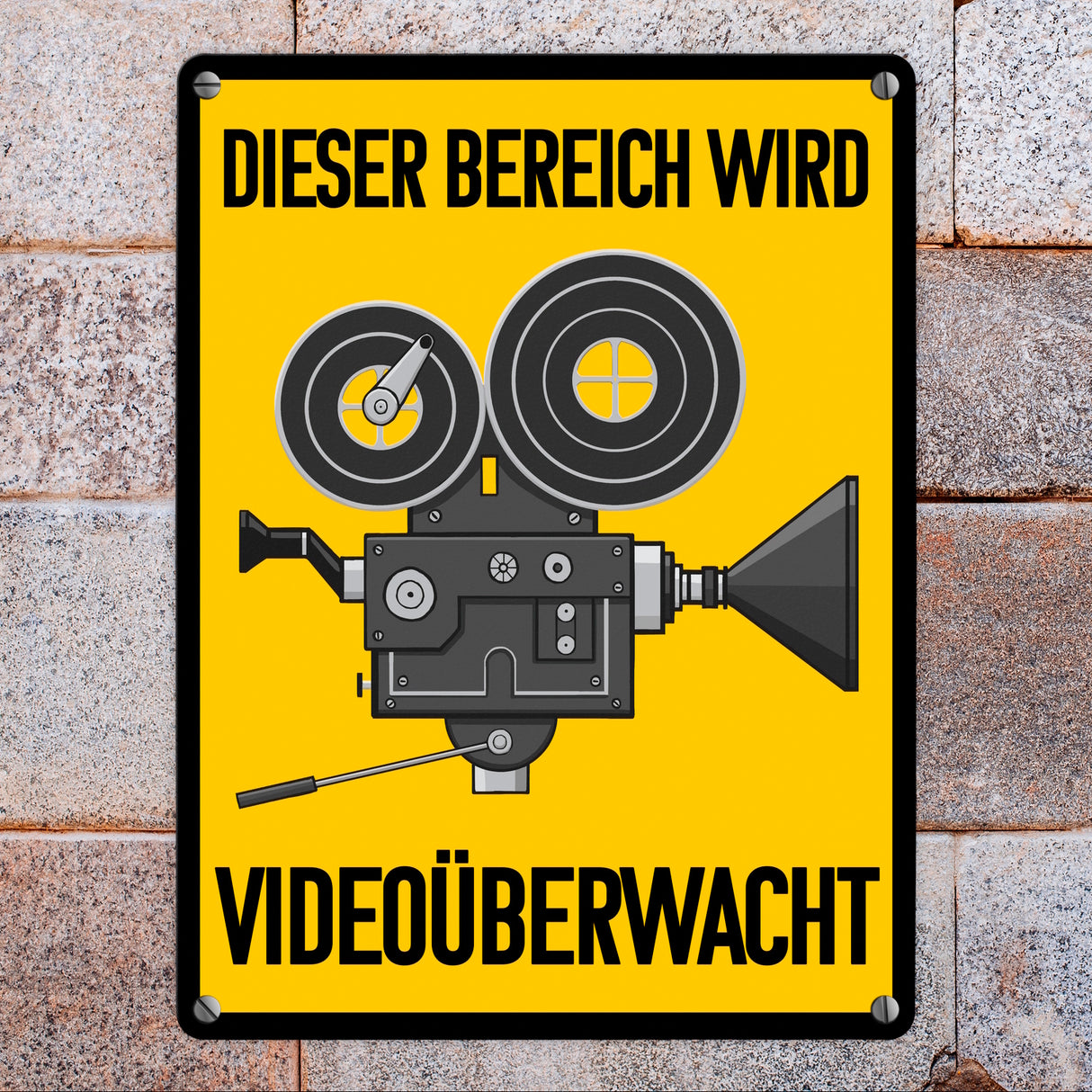 Dieser Bereich wird videoüberwacht Metallschild mit Filmkamera