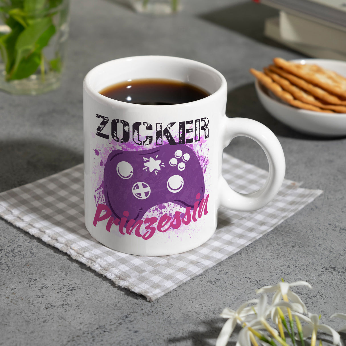 Zocker Prinzessin Kaffeebecher mit Controller Motiv