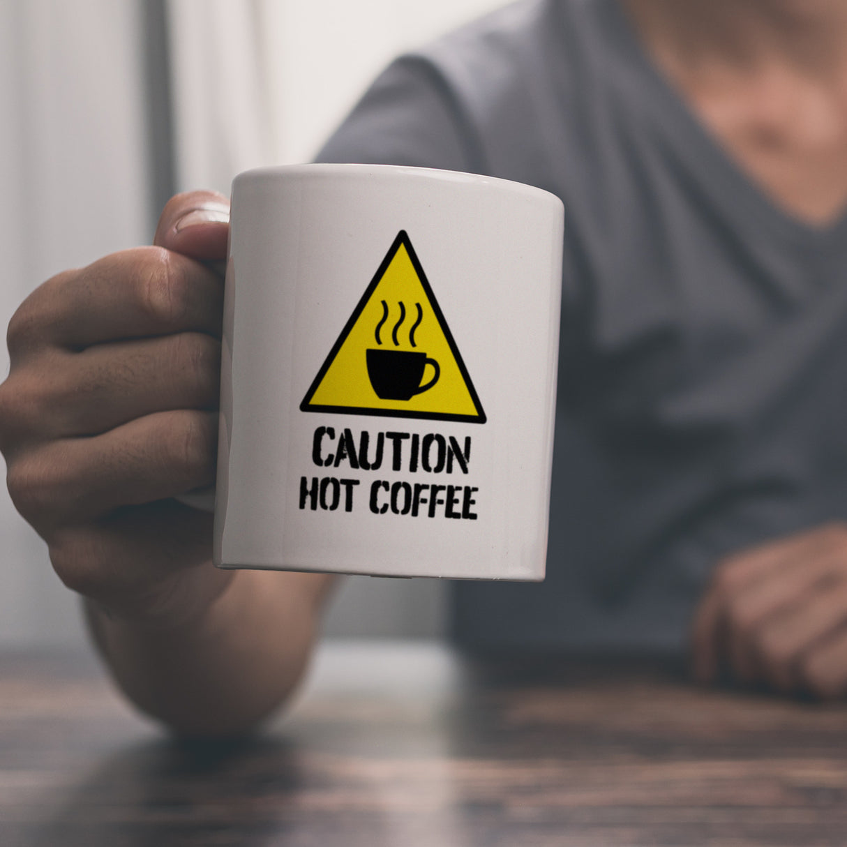 Caution Hot Coffee Kaffeebecher mit Warnsymbol