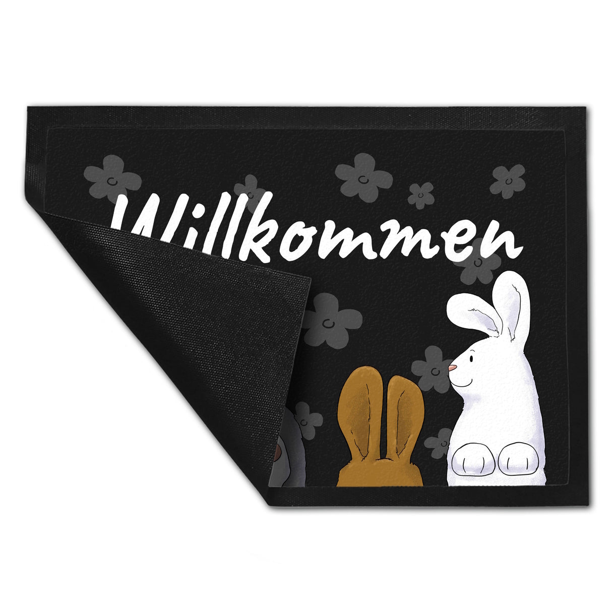 Willkommen Fußmatte mit lustigem Hasen-Motiv