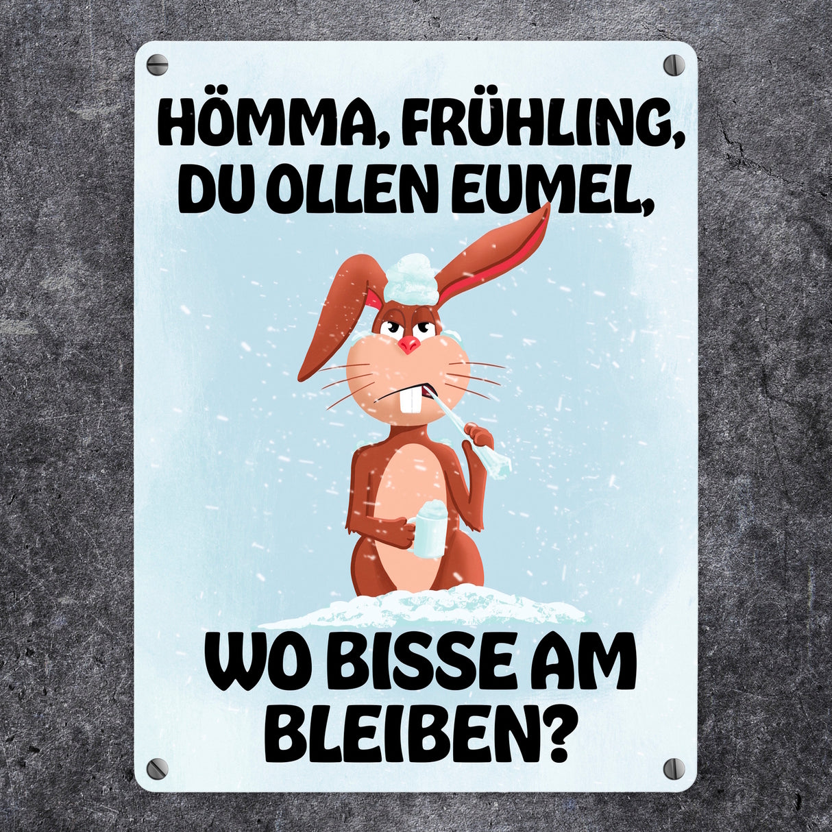 Hömma, Frühling, du ollen Eumel, wo bisse am bleiben Metallschild