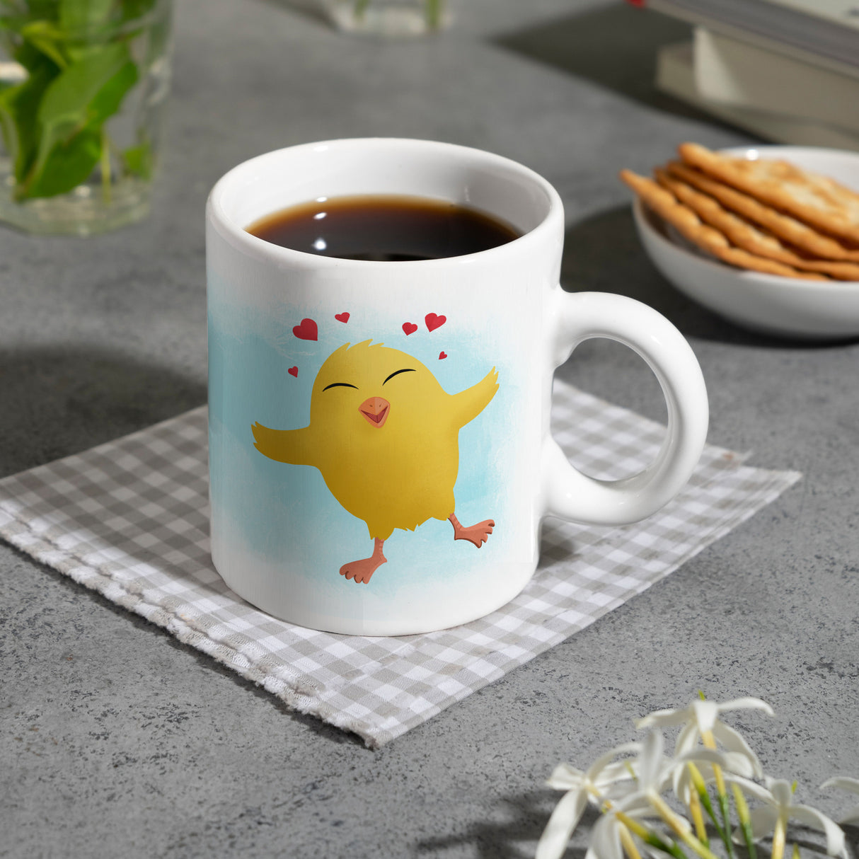 Frohe Ostern Kaffeebecher mit lustigem Küken