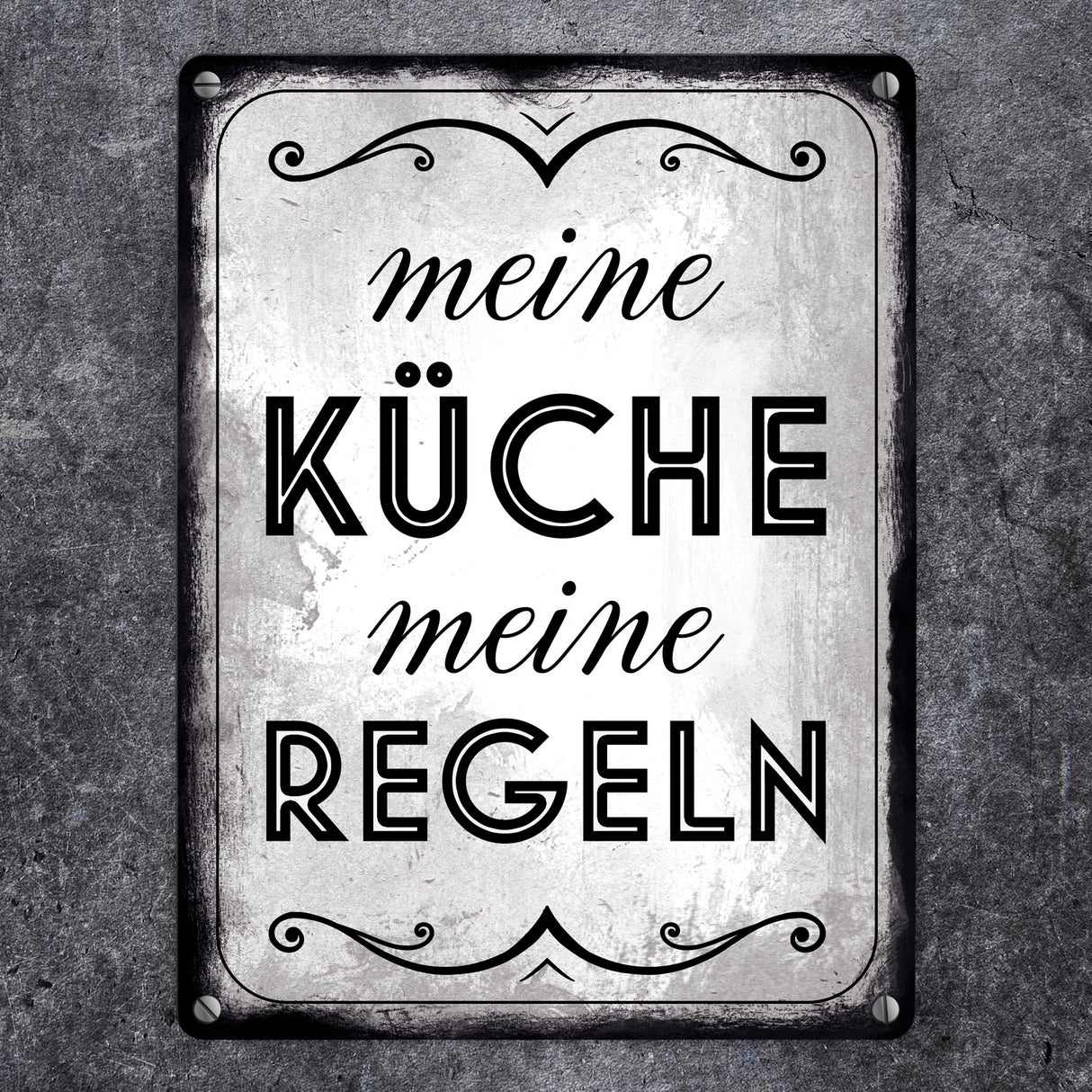 Meine Küche meine Regeln Retro Metallschild