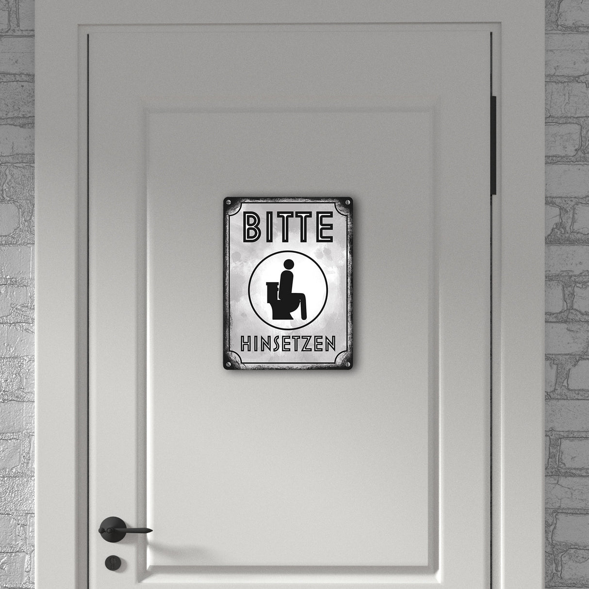 Bitte hinsetzen Metallschild für Badezimmer oder WC