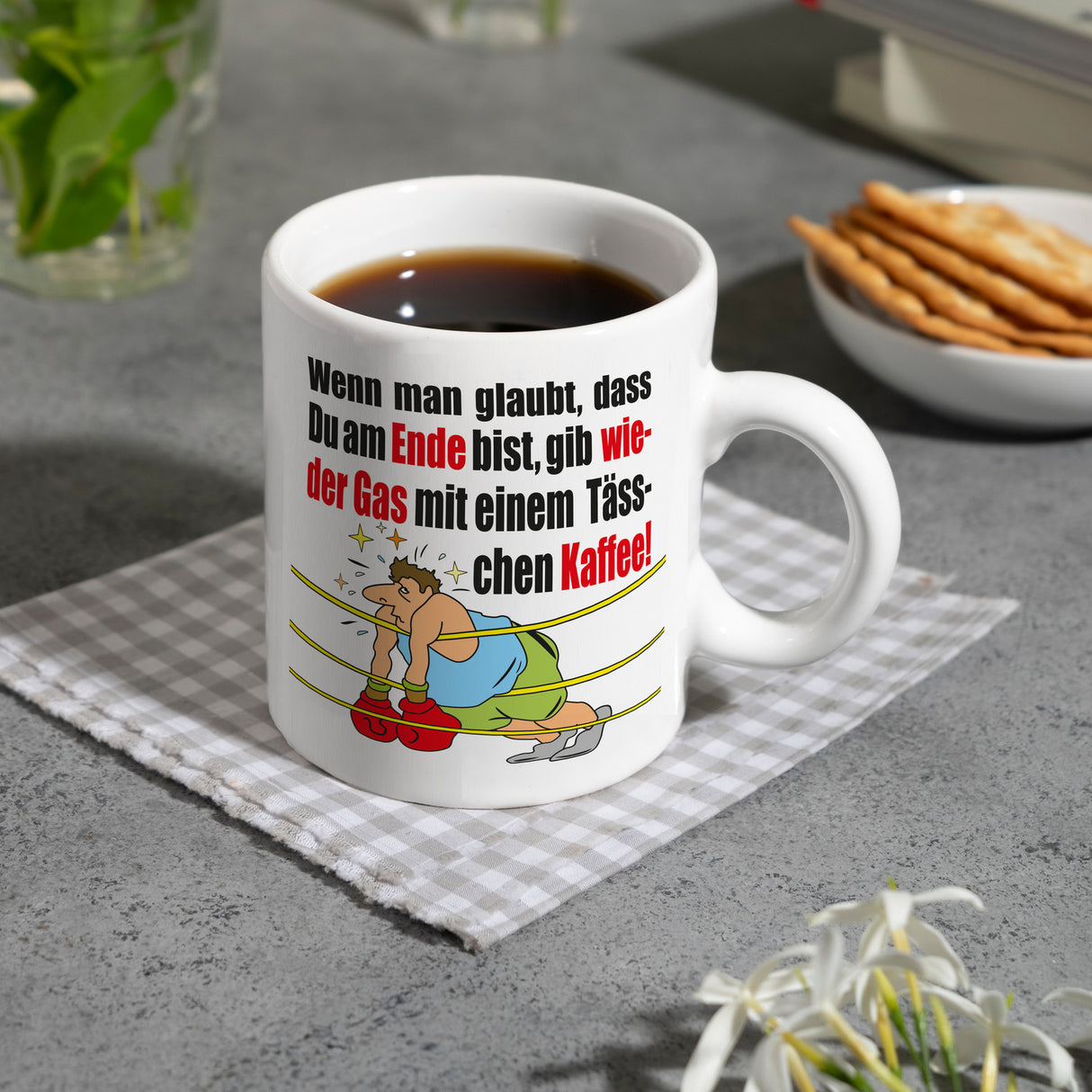 Motivation Kaffeebecher mit Boxer Motiv