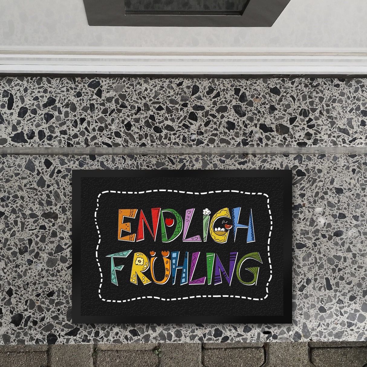 Endlich Frühling Fußmatte in bunten Farben
