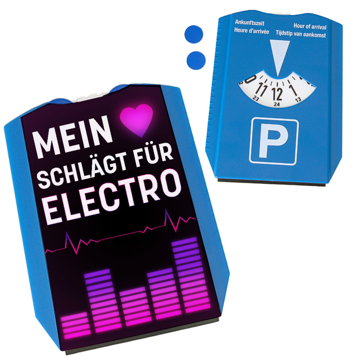 Mein Herz schlägt für Electro Parkscheibe mit 2 Einkaufswagenchips