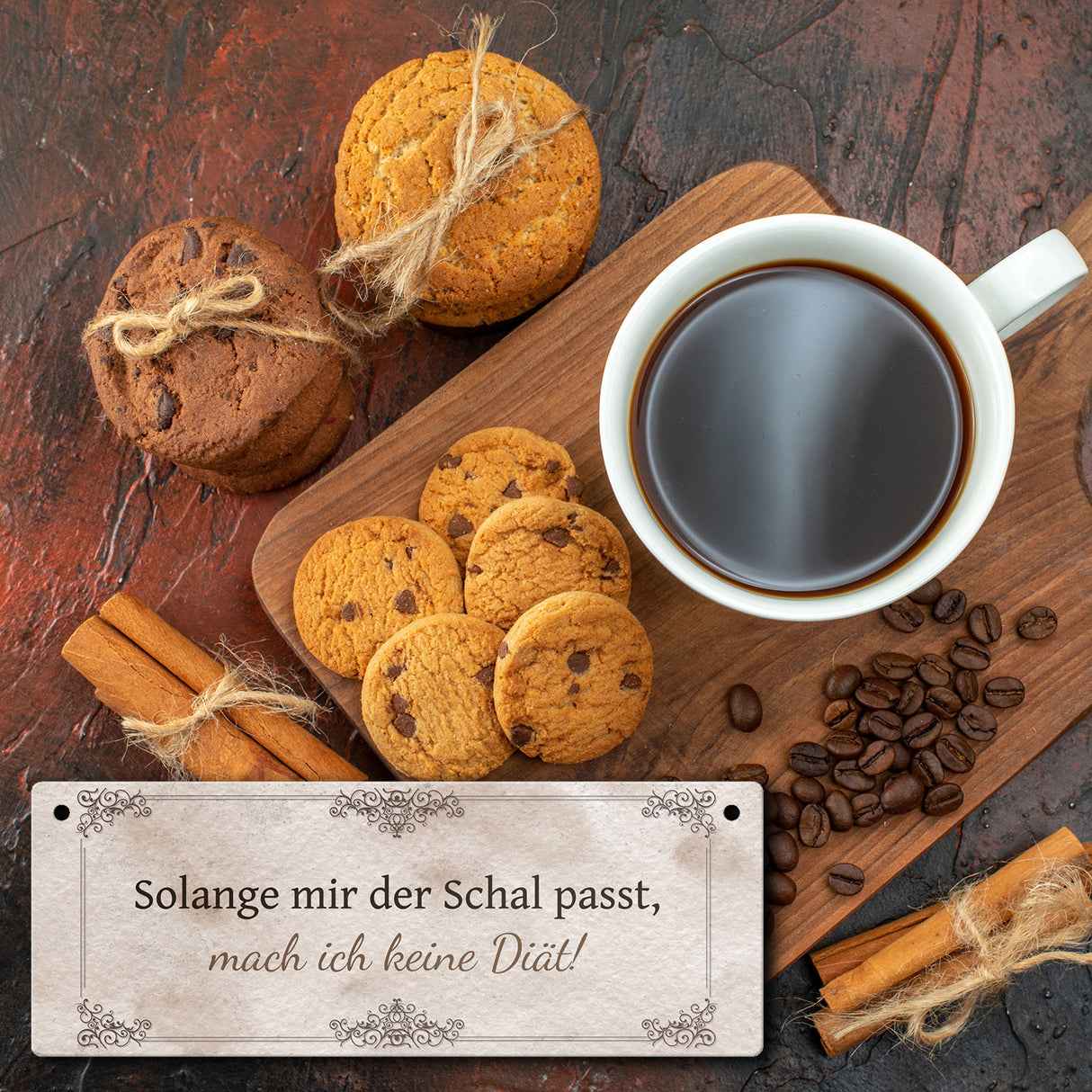 Diät Spruch Metallschild in Braun