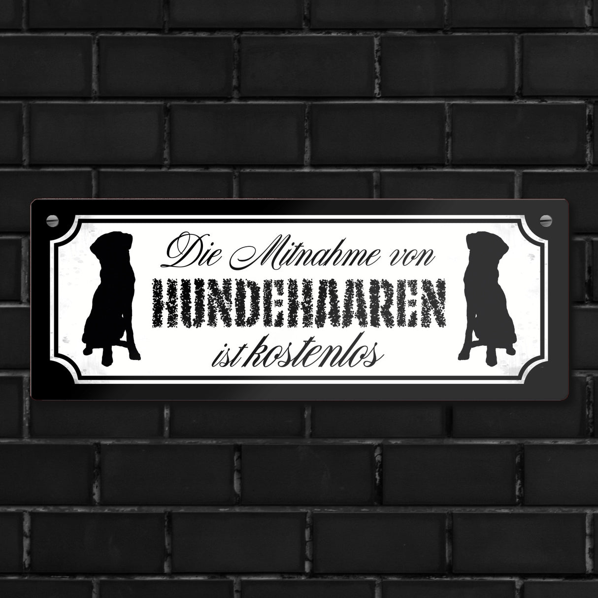 Die Mitnahme von Hundehaaren ist kostenlos Metallschild