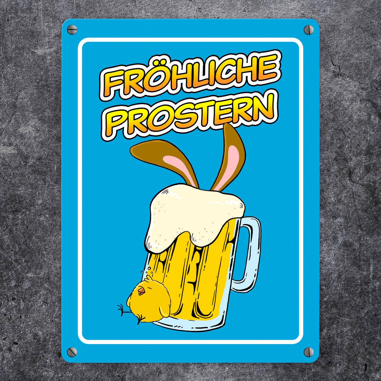 Fröhliche Prostern Metallschild mit Bierkrug