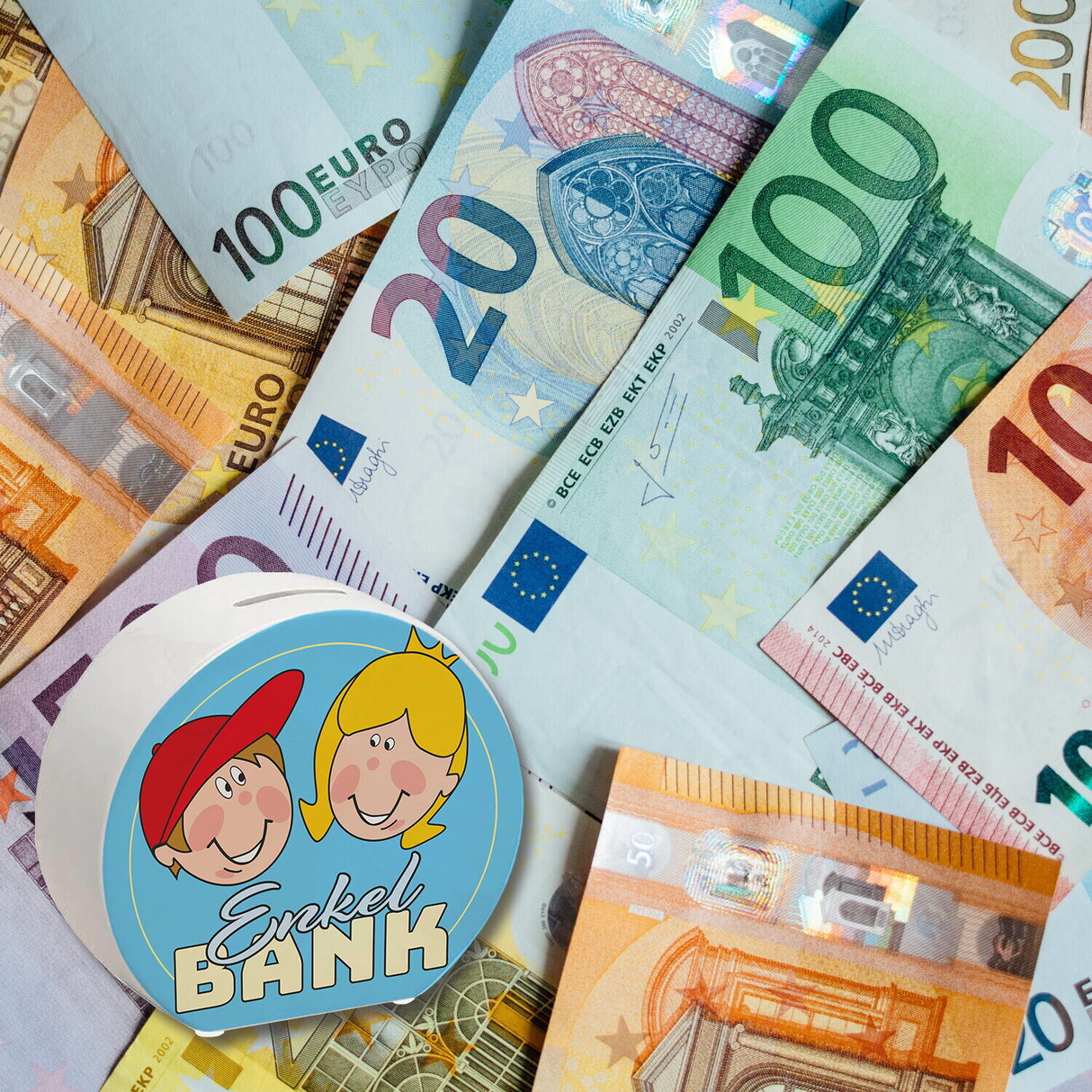 Enkelbank Spardose zum Thema Großeltern und Enkel