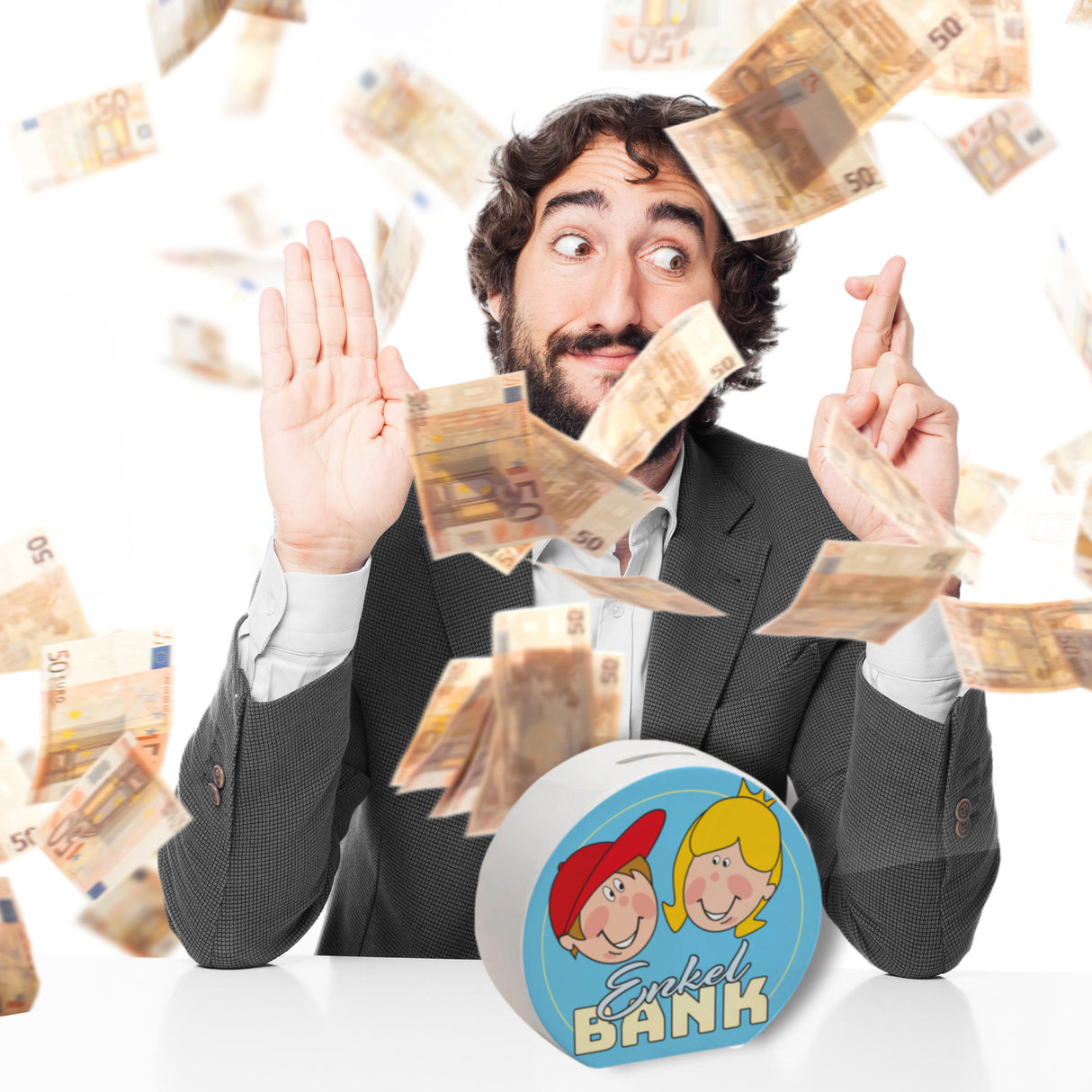 Enkelbank Spardose zum Thema Großeltern und Enkel