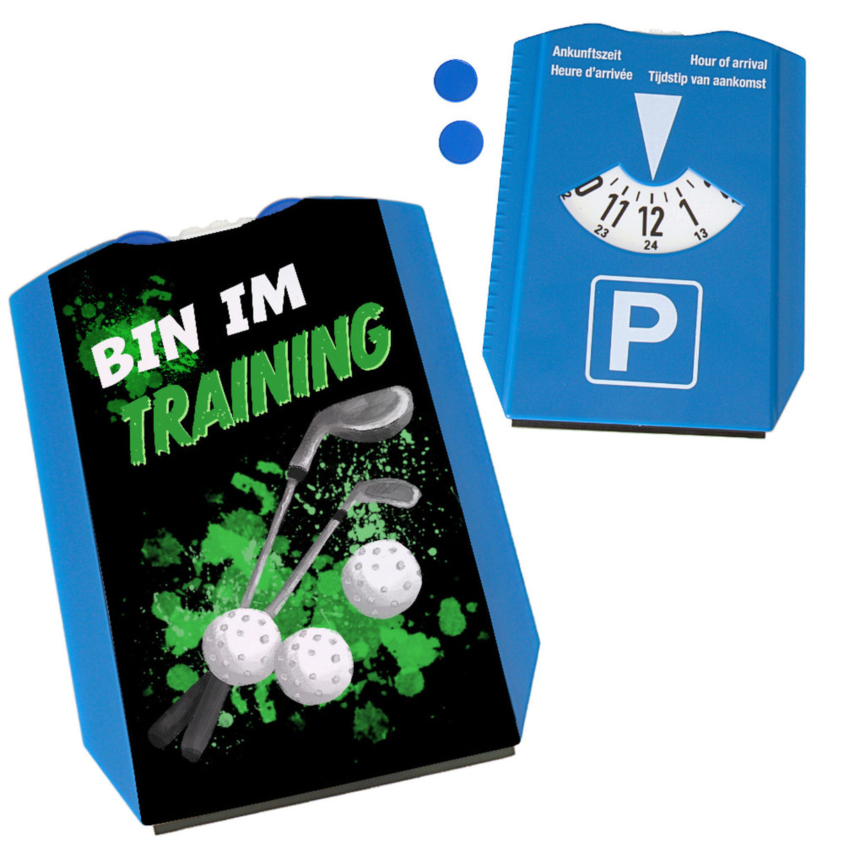 Bin im Training Golf Parkscheibe mit 2 Einkaufswagenchips