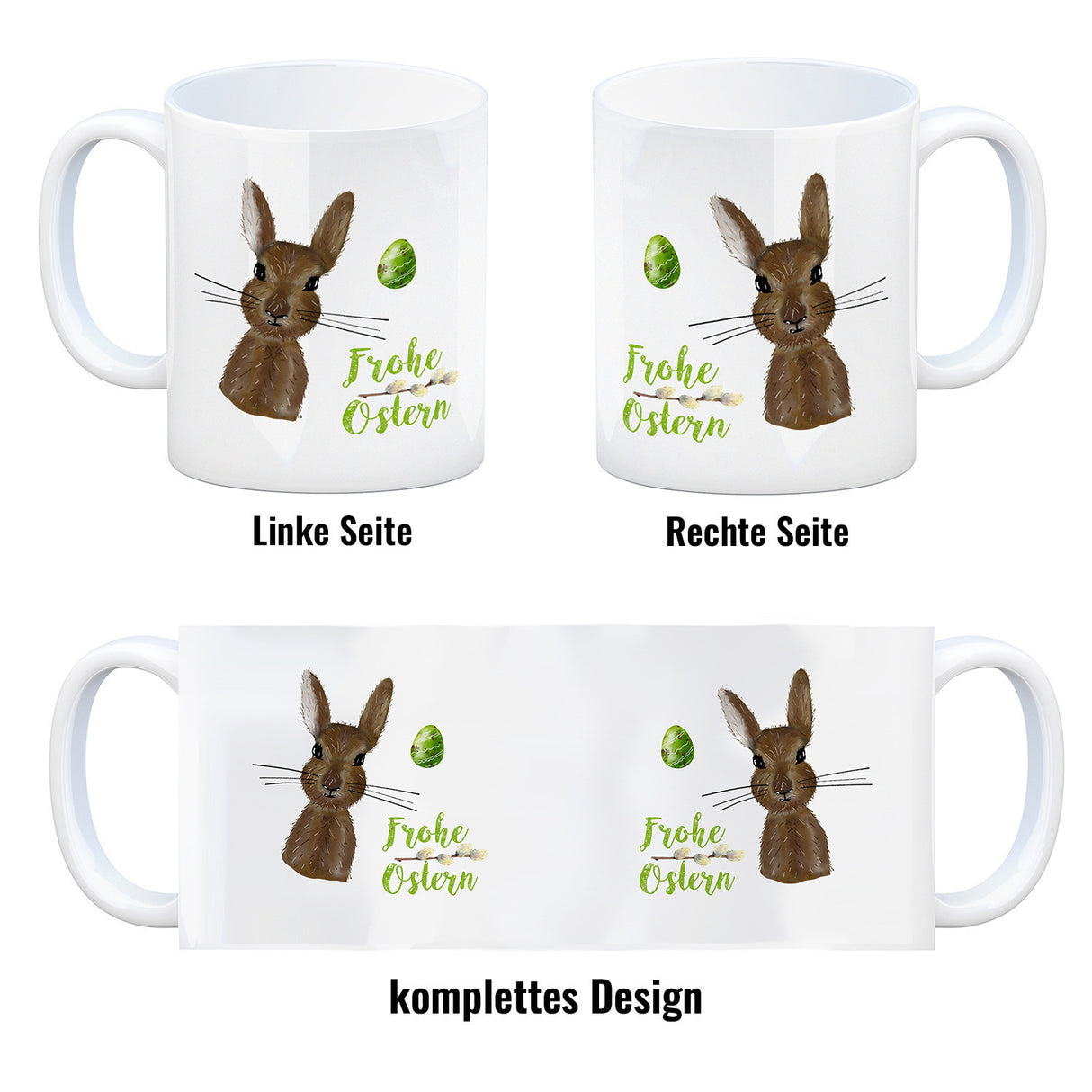 Frohe Ostern Kaffeebecher mit Osterhase und Osterei