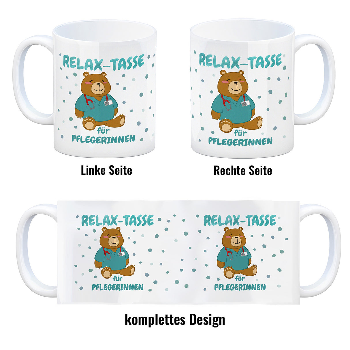 Relax Tasse für Pflegerinnen Kaffeebecher mit süßem Bären-Motiv