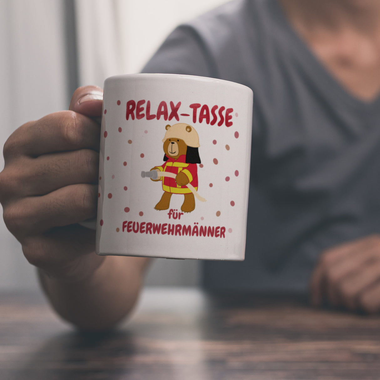 Relax Tasse für Feuerwehrmänner Kaffeebecher mit coolem Bären-Motiv