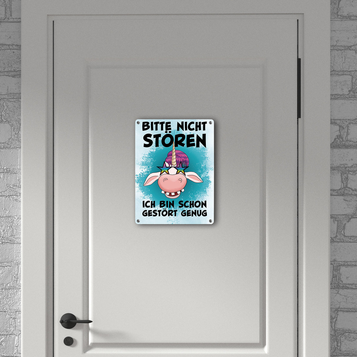 Bitte nicht stören ich bin schon gestört genug Einhorn Metallschild