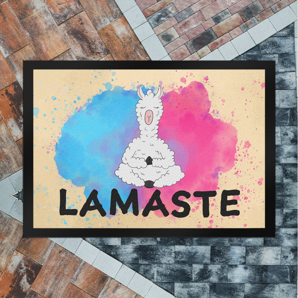 Lamaste Fußmatte mit Lama in Meditation
