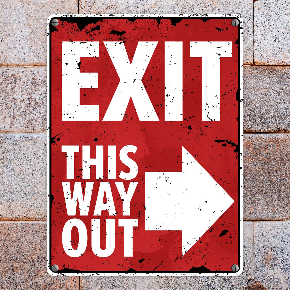 Exit this way out Metallschild mit Pfeil nach rechts
