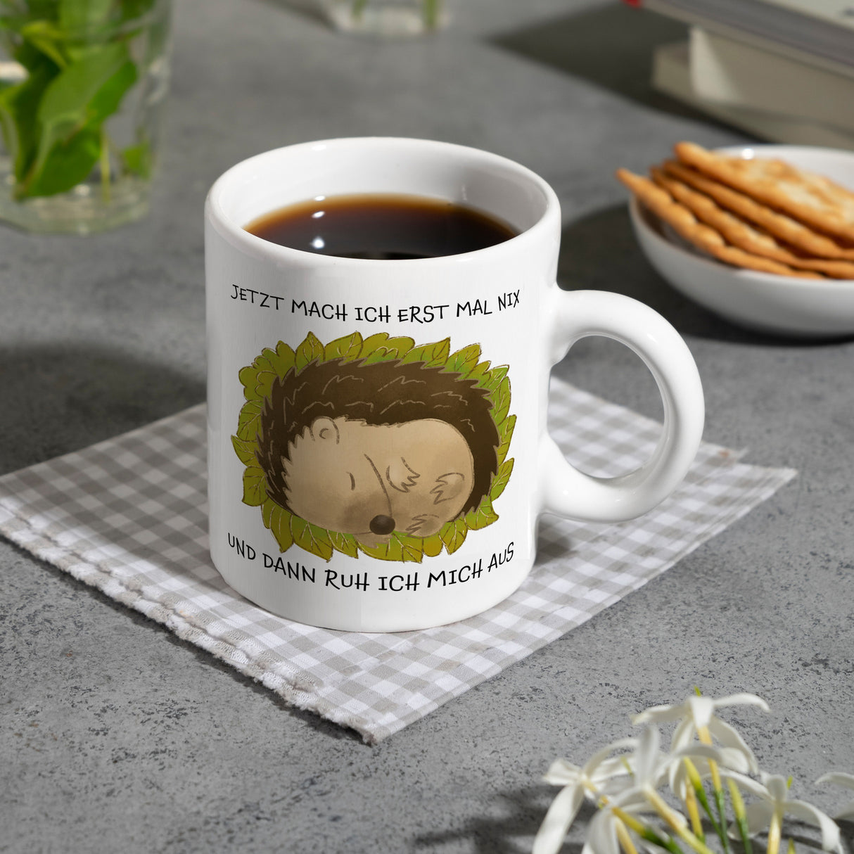 Jetzt mach ich erstmal nix und dann ruh ich mich aus Kaffeebecher mit süßem Igel