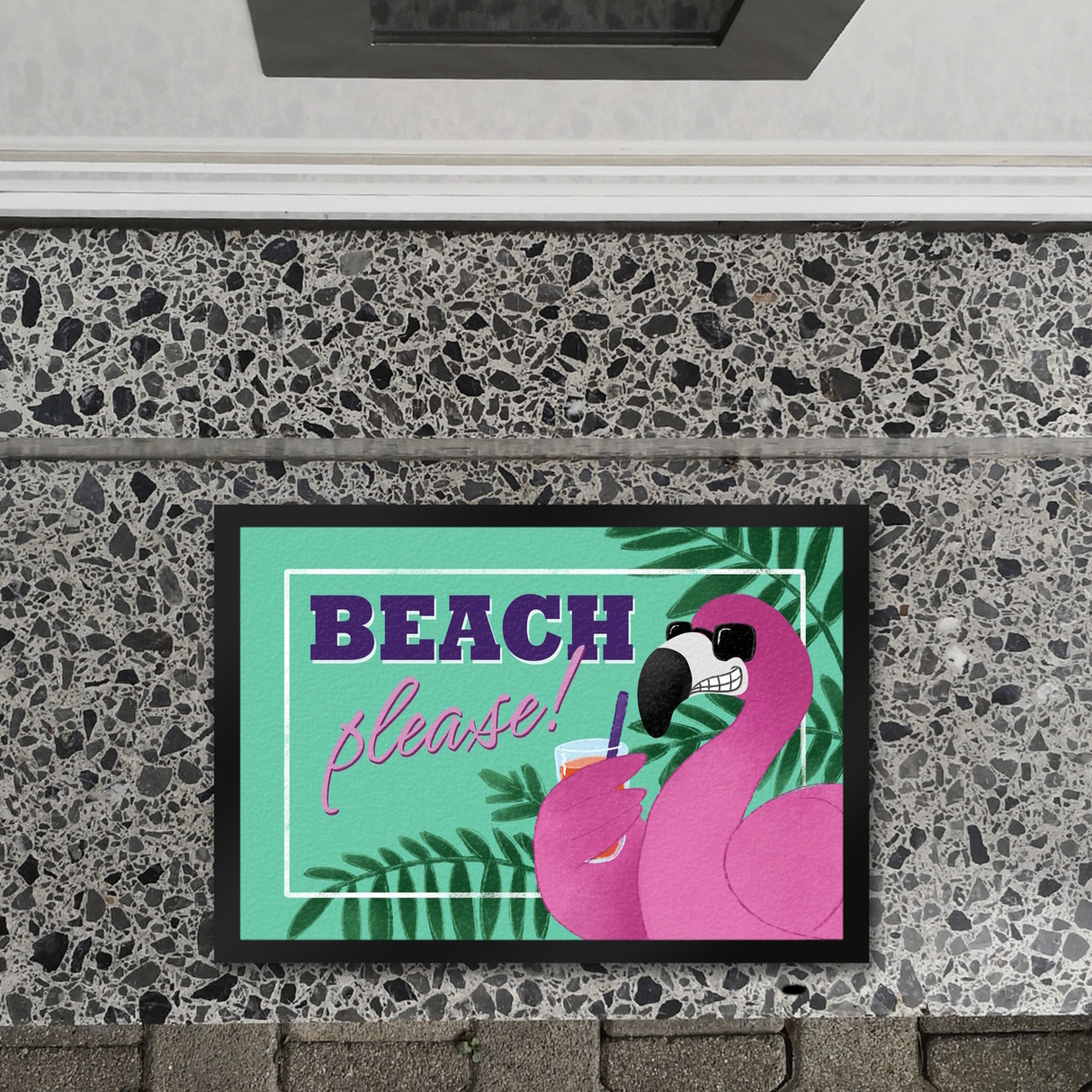 Beach please Fußmatte mit coolem Flamingo