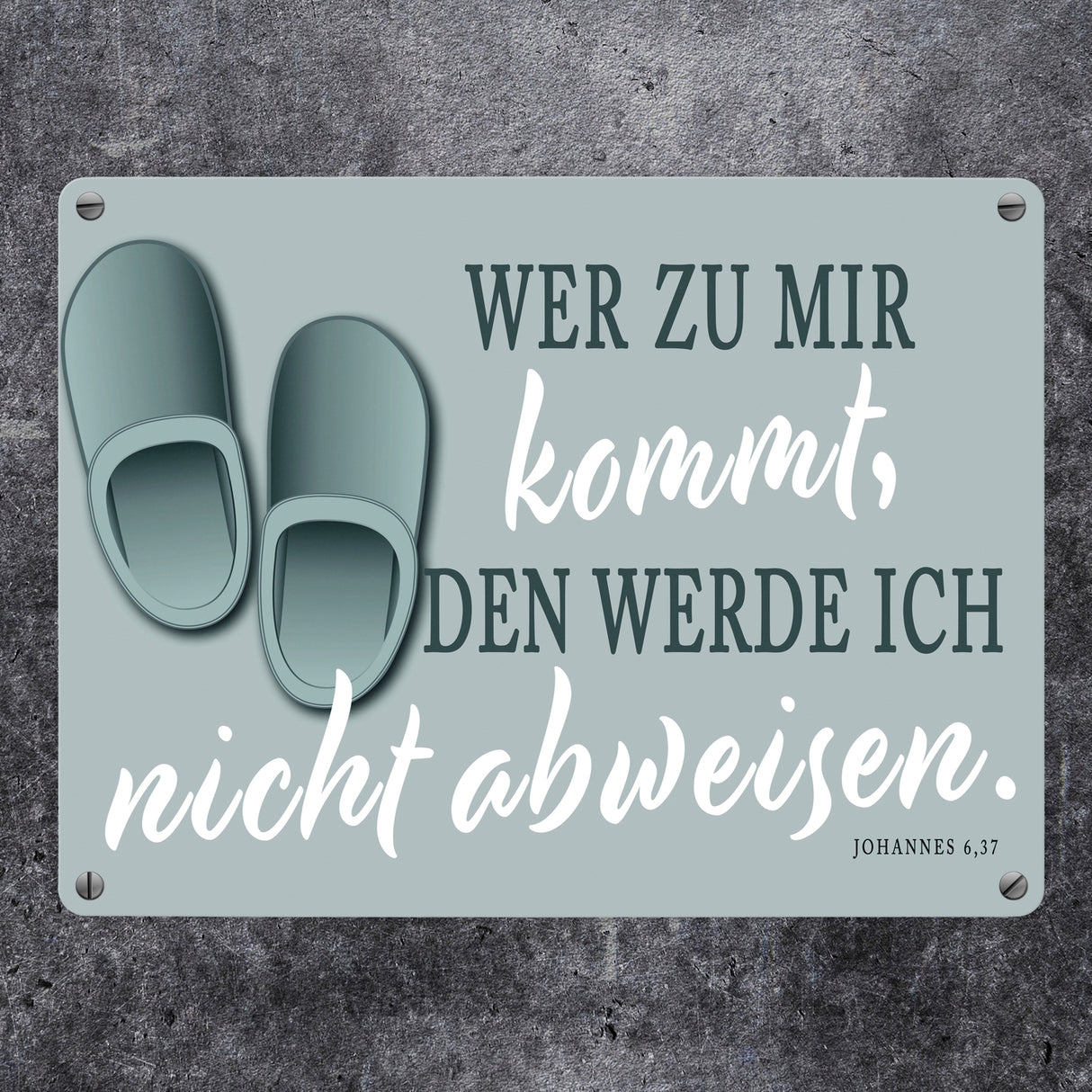 Bibelvers aus dem Johannes Evangelium Schild grau Gastfreundschaft