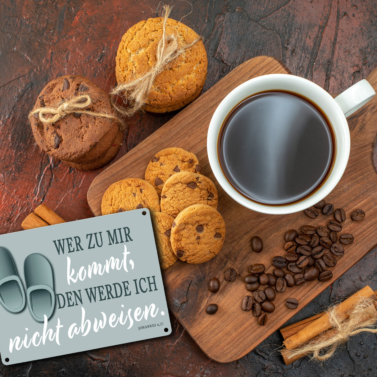 Bibelvers aus dem Johannes Evangelium Schild grau Gastfreundschaft