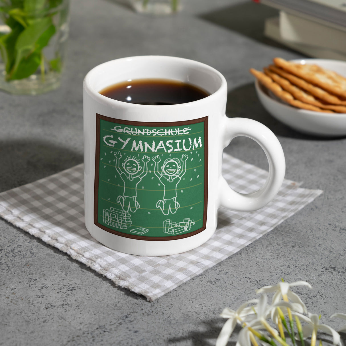 Gymnasium Kaffeebecher für die weiterführende Schule im Tafellook