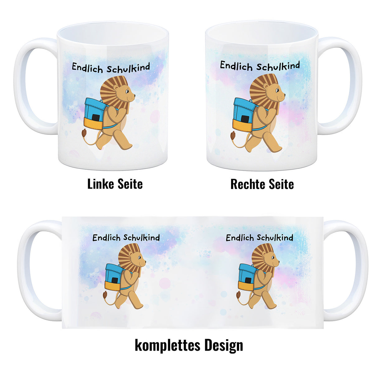 Endlich Schulkind Löwe Kaffeebecher für die Einschulung