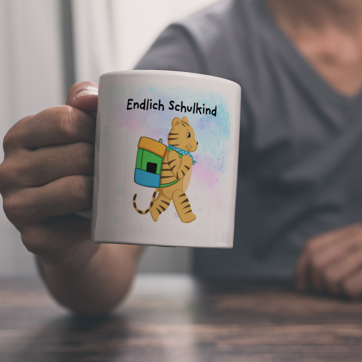 Endlich Schulkind Tiger Kaffeebecher für die Einschulung