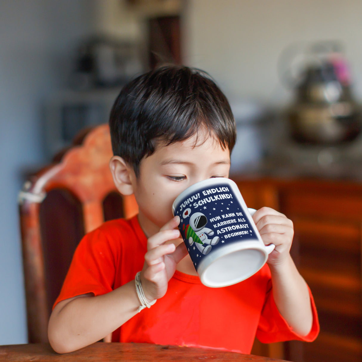Juhuu endlich Schulkind Astronaut Kaffeebecher zur Einschulung