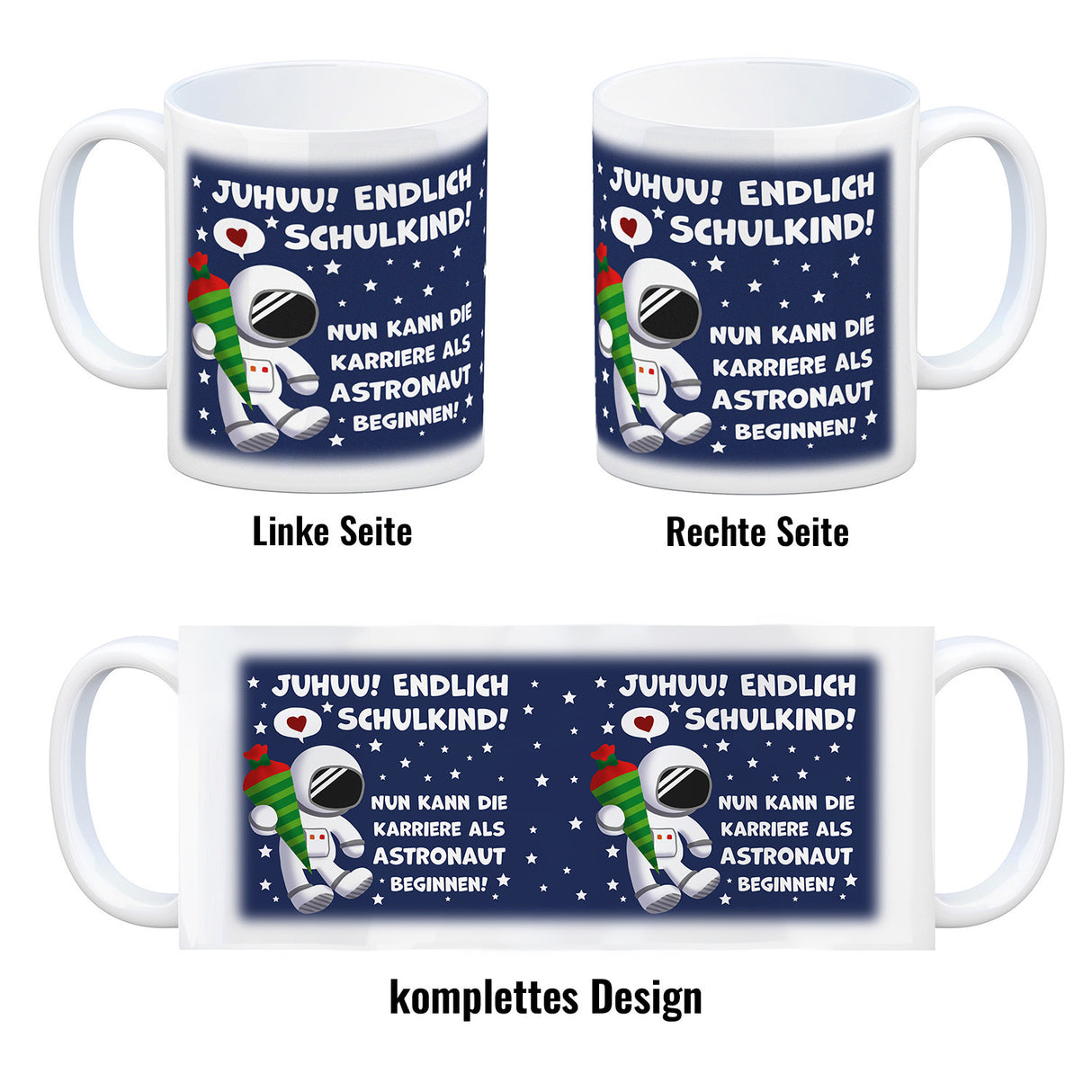 Juhuu endlich Schulkind Astronaut Kaffeebecher zur Einschulung