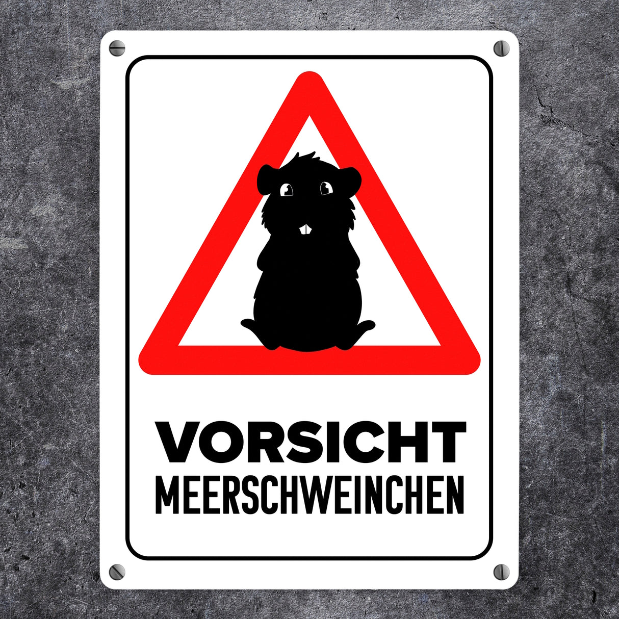 Vorsicht Meerschweinchen Metallschild mit Meerschweinchen Silhouette
