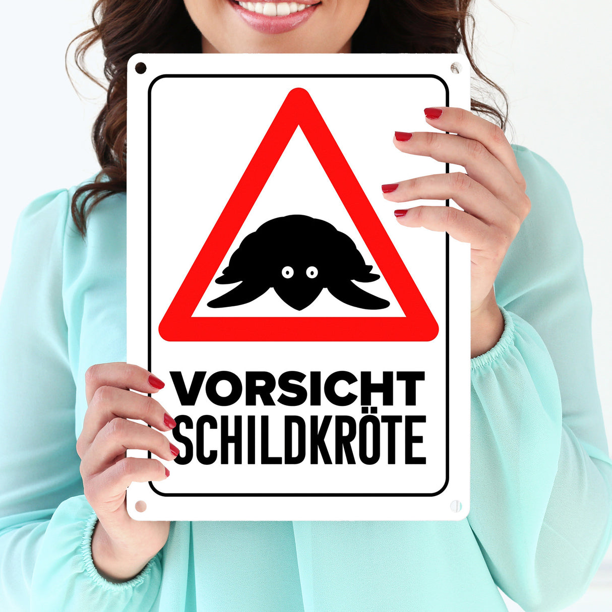 Vorsicht Schildkröte Metallschild mit Schildkröten Silhouette