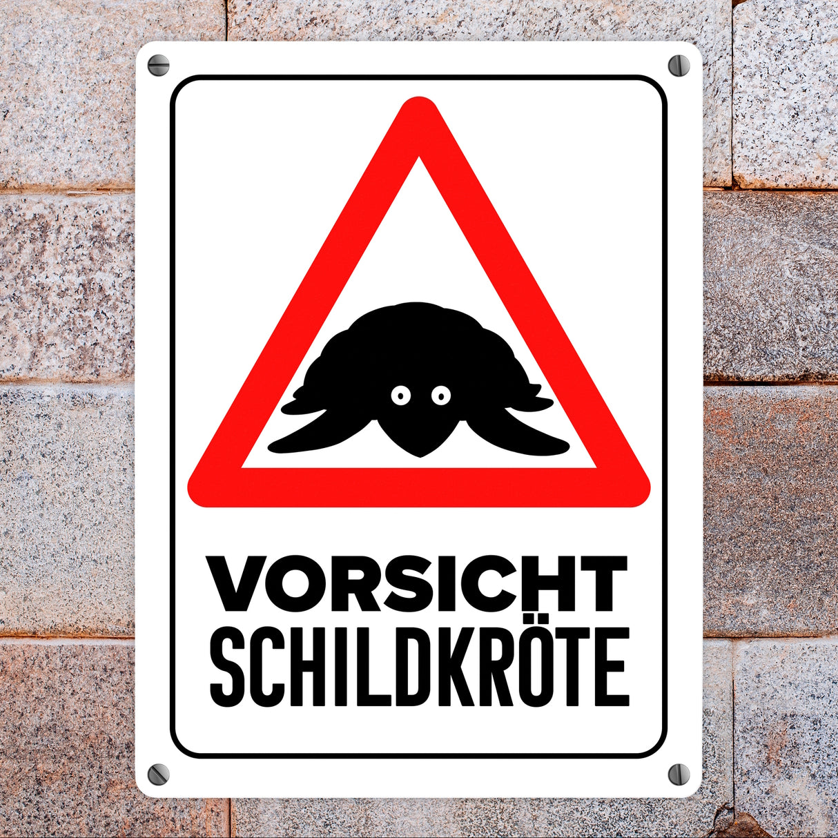 Vorsicht Schildkröte Metallschild mit Schildkröten Silhouette