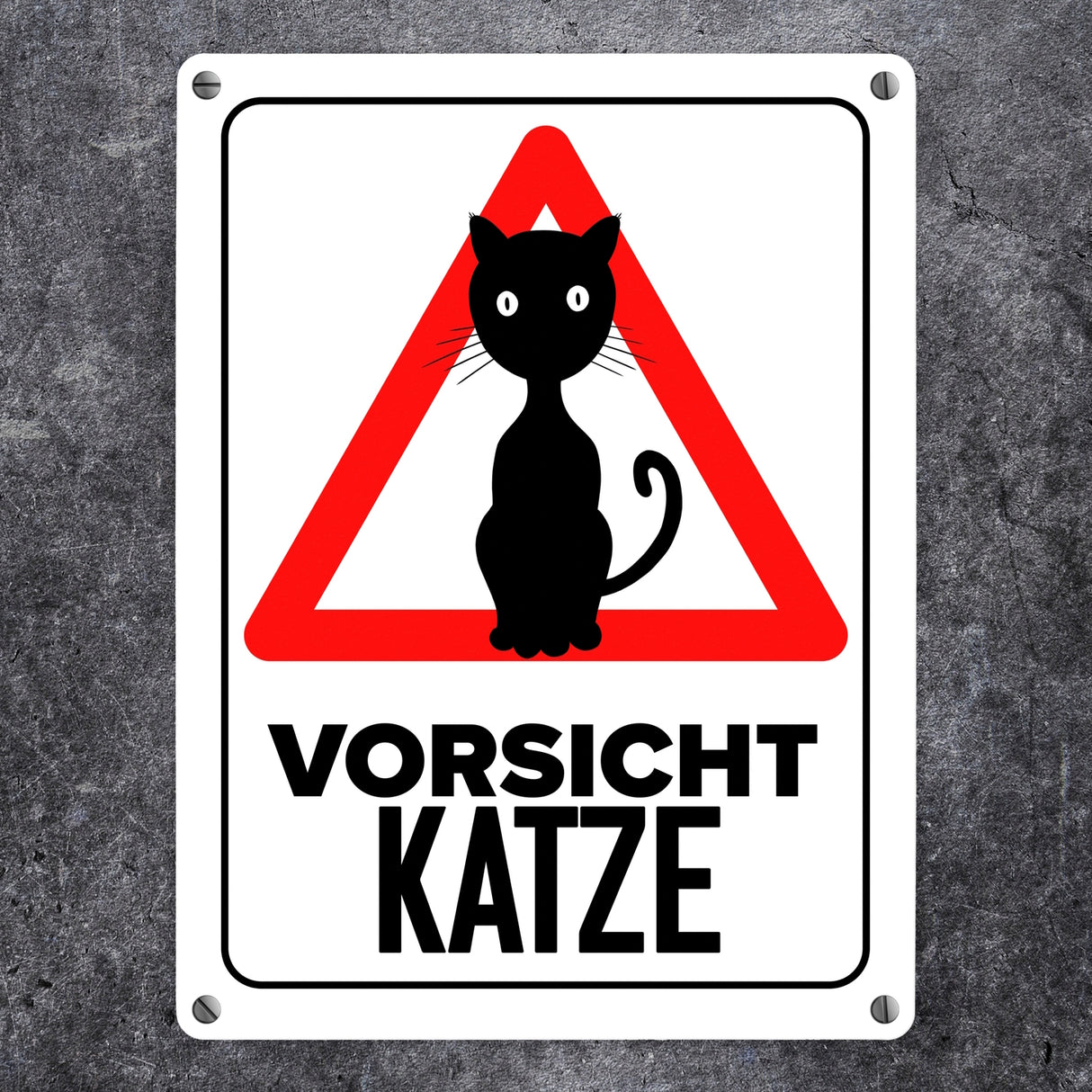 Vorsicht Katze Metallschild mit Katzen Silhouette