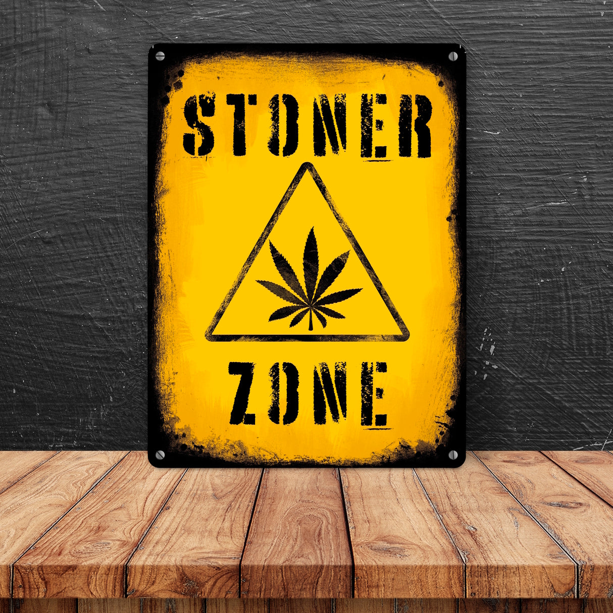 Stoner Zone Metallschild mit Marihuanablatt