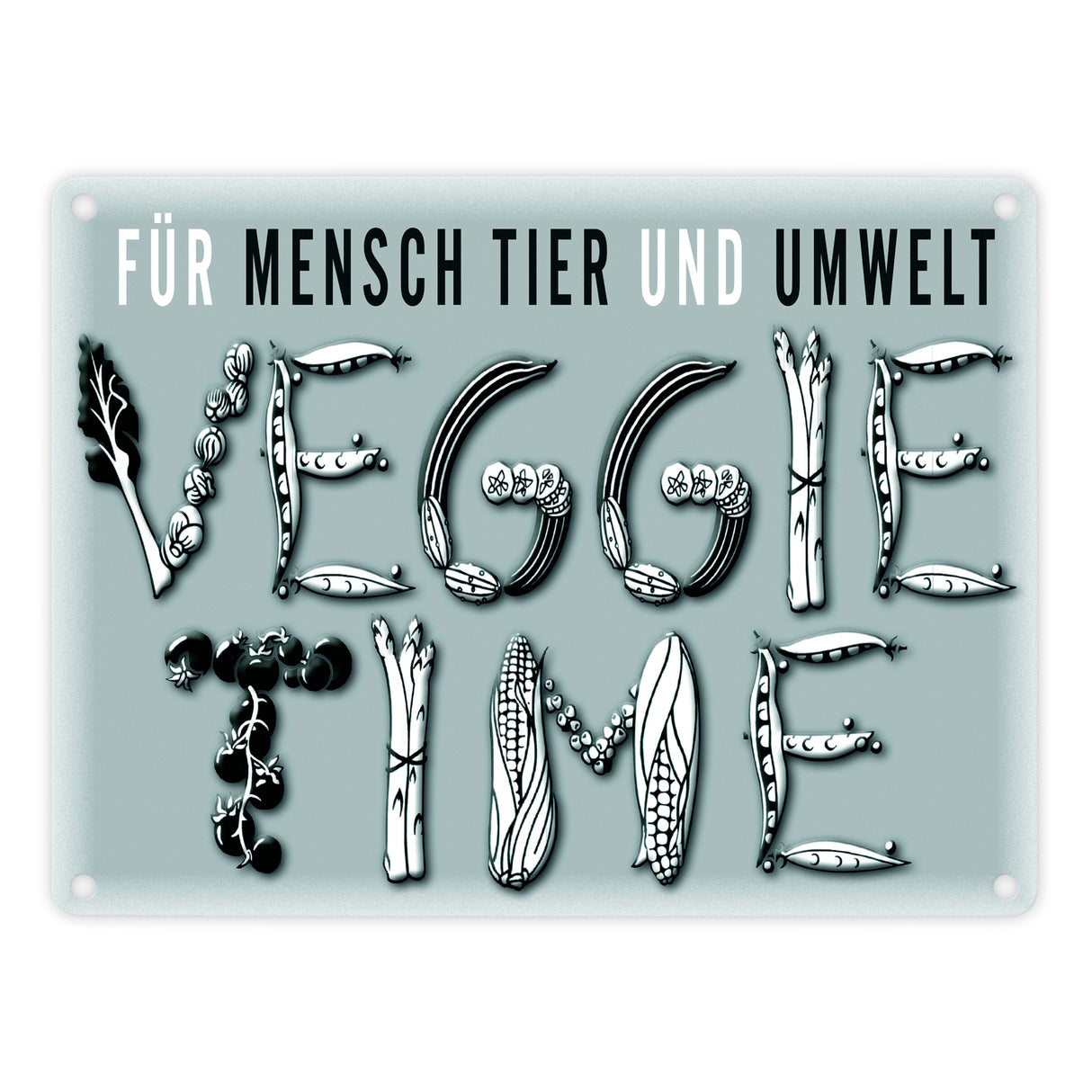Veggie Time Gemüse Metallschild zum Thema Vegetarier