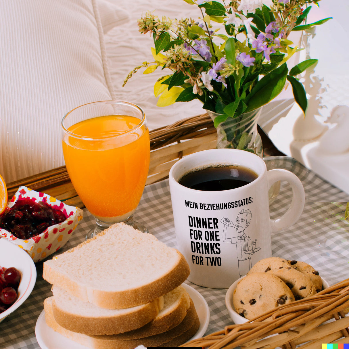 Beziehungsstatus: Dinner for one, Drinks for two Kaffeebecher