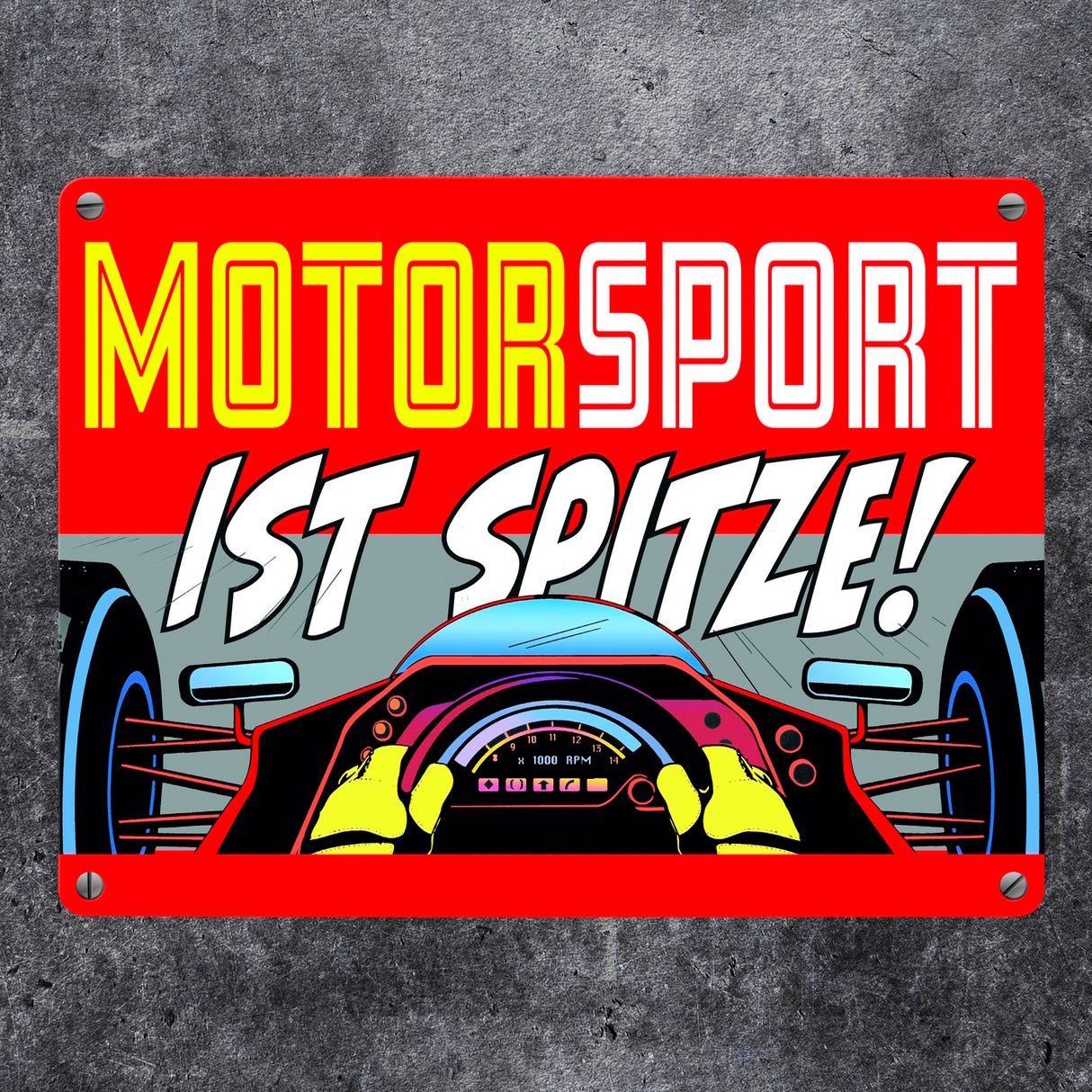 Motorsport ist spitze! Rennwagen Metallschild