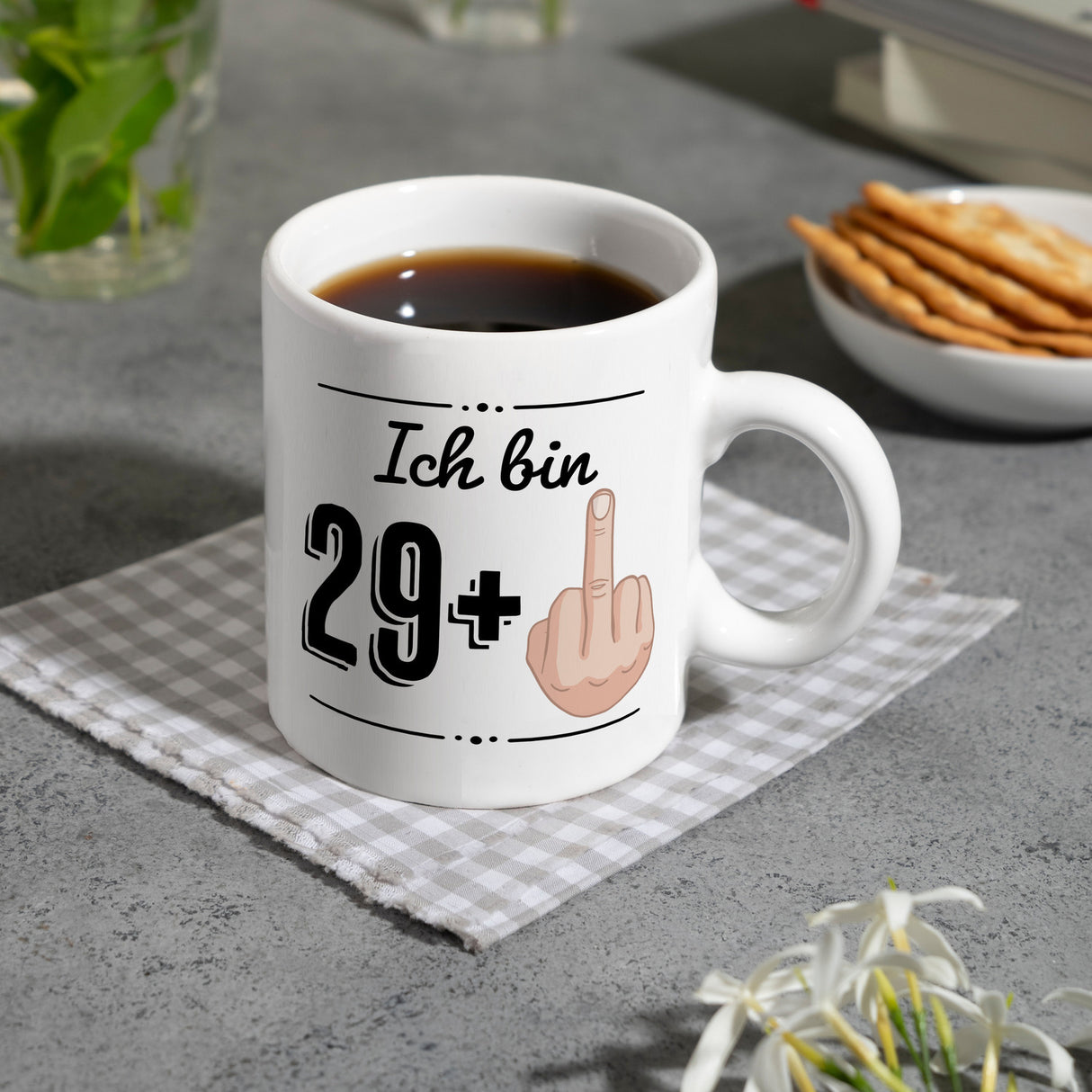 Kaffeebecher für den 30. Geburtstag mit Motiv: Mittelfinger