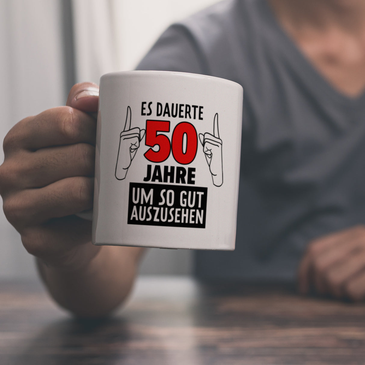 Witziger Kaffeebecher für den 50. Geburtstag mit Motiv: Gutes Aussehen