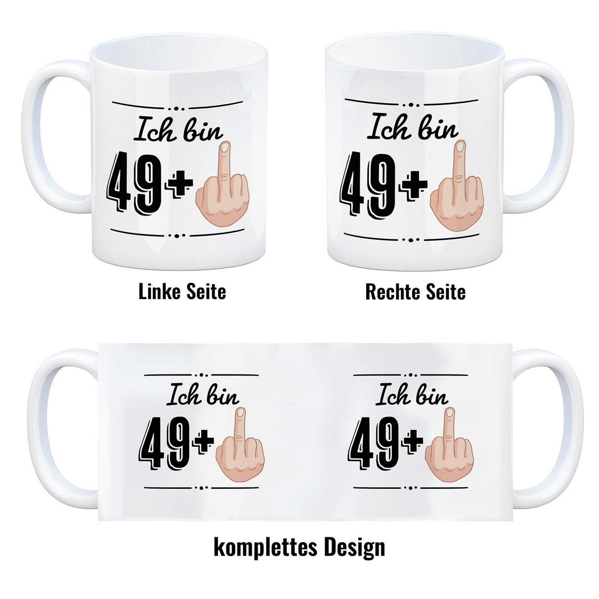 Witziger Kaffeebecher für den 50. Geburtstag mit Motiv: Mittelfinger