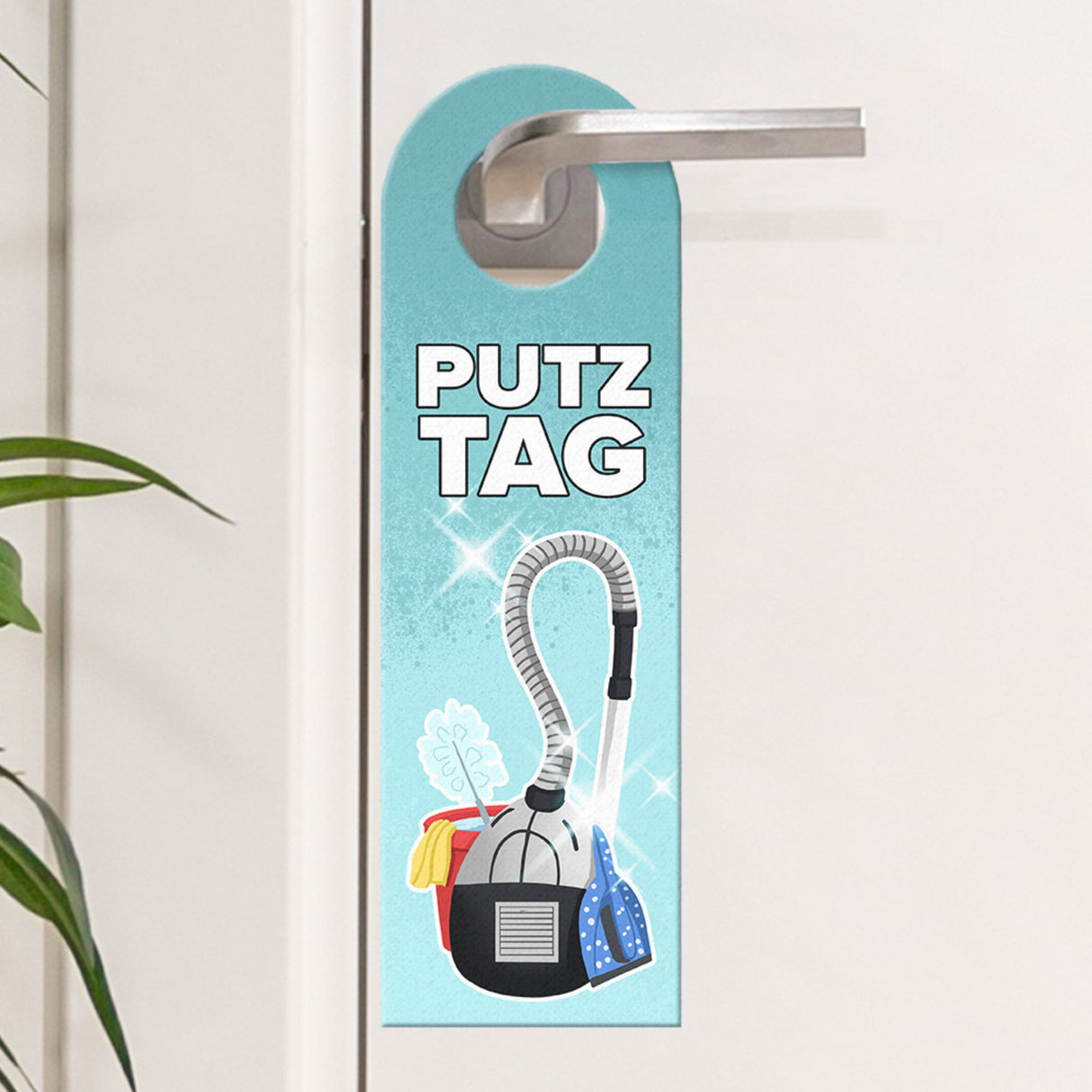Türhänger für den Putztag mit Staubsauger Motiv